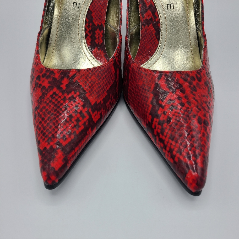 Rampage Maria Red Black Snakeskin Print Pointed Toe Heels Pumps 6.5 - Picture 6 of 13